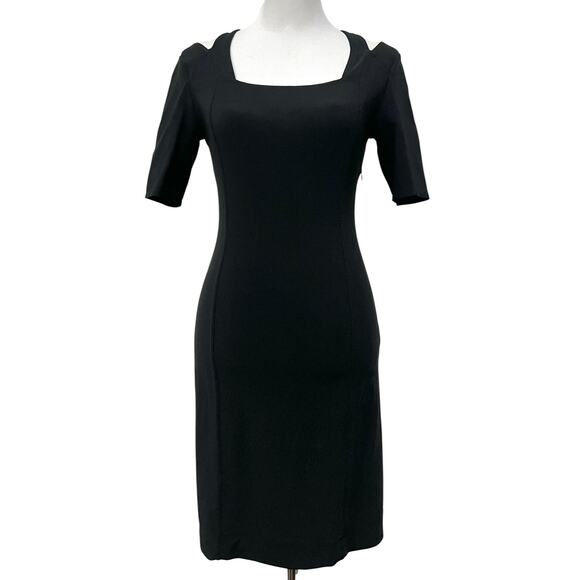 Boston Proper Vintage Y2K Black Dress Criss-Cross Back Sheath Nylon Stretch Sz 2 - Picture 1 of 9